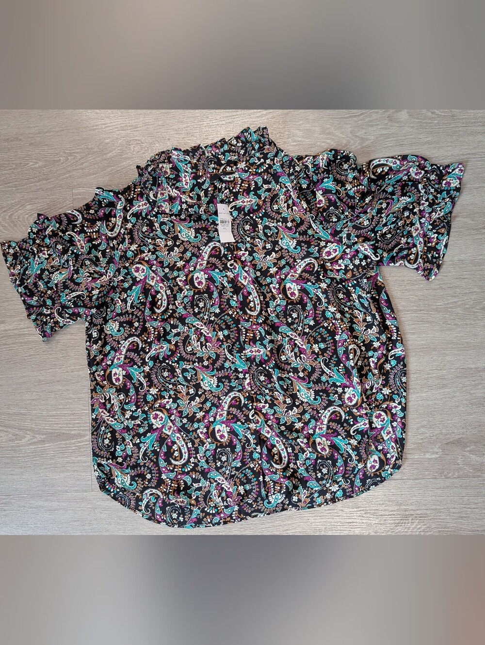 Ann Taylor Paisley Short Sleeve Blouse Size XXL NWT!